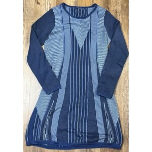 Womens PrAna Medium Whitley Blue Dark Cobal Sweater Dress Organic Cotton Knit M